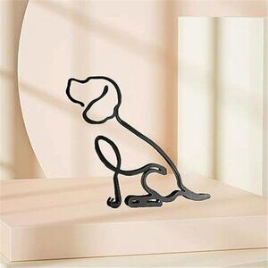 Dog Minimalist Art Sculpture, Metal Abstract Line Minimalist Art Crafts，Dog